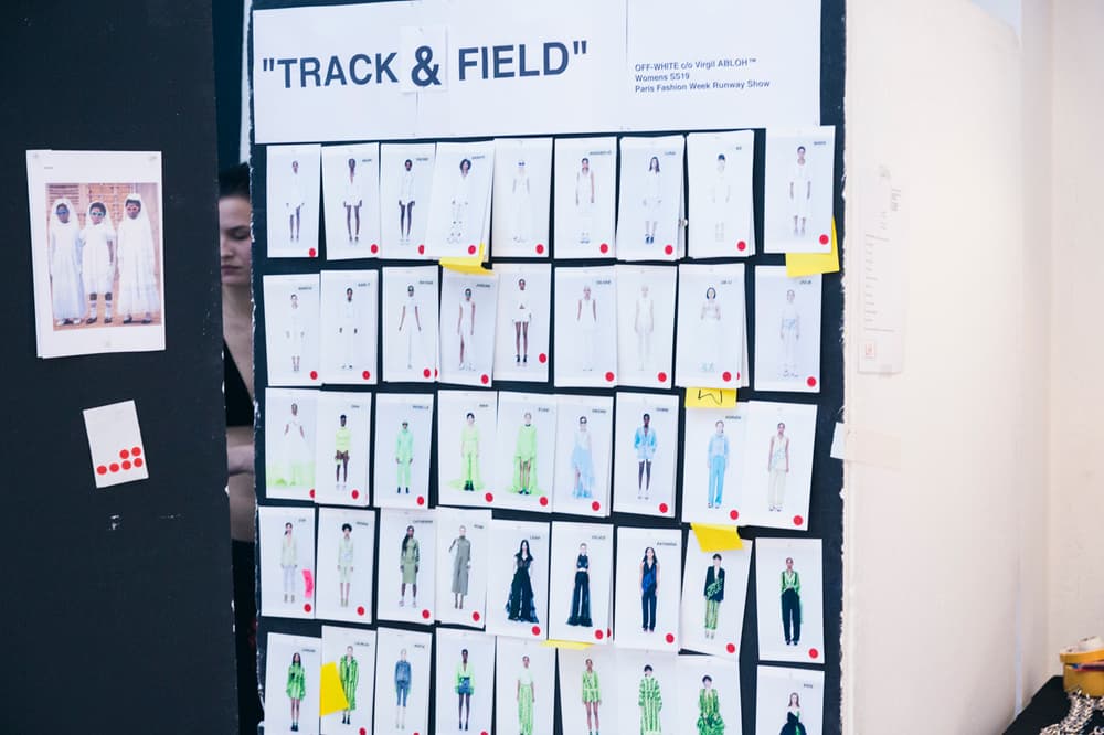 Off-White Virgil Abloh Spring Summer 2019 Paris Fashion Week Show Backstage Look Board