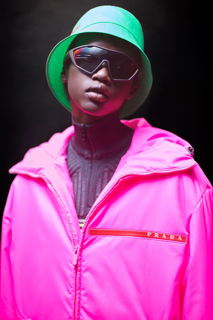 Prada Linea Rossa Fall Winter 2018 Campaign Neon Pink Green Bucket Hat