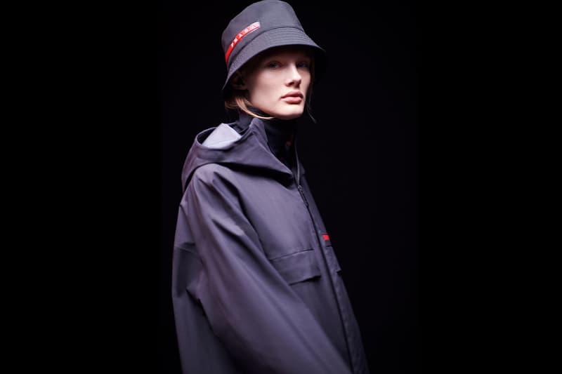 Prada Linea Rossa Fall Winter 2018 Campaign Black Red Logo Bucket Hat