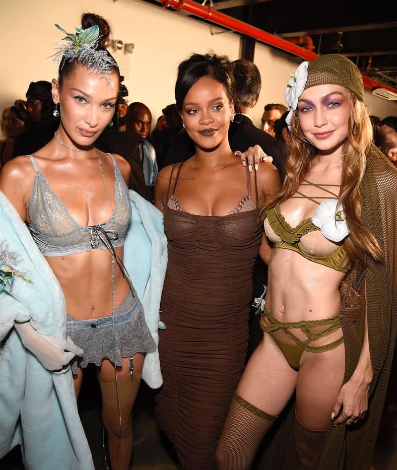 rihanna savage x fenty lingerie fall winter 2018 fw18 new york fashion week nyfw ss19 spring summer gigi bella hadid slick woods duckie thot aweng chuol