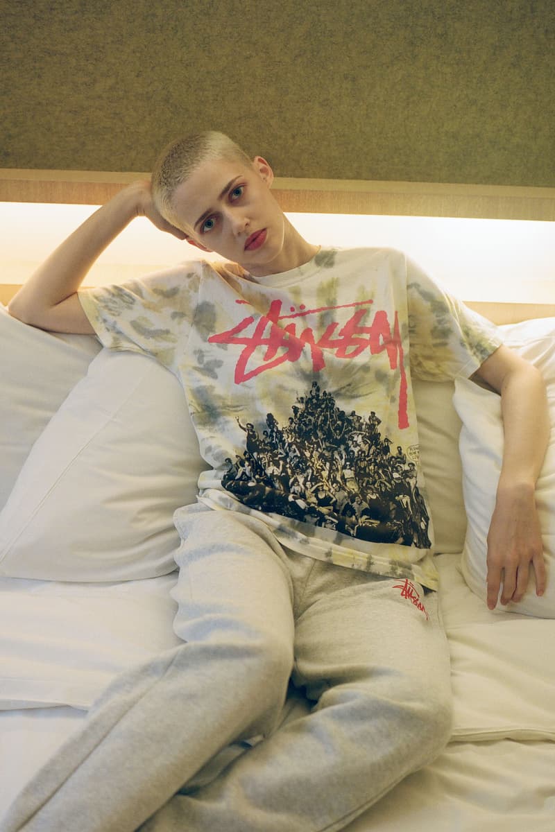 Stussy Fall Winter 2018 HBX Editorial Beach Mob Short Sleeve T-shirt Cream
