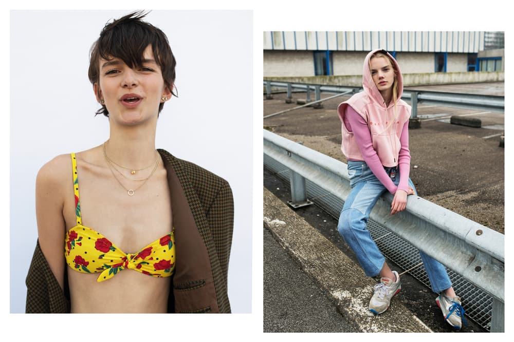 The Latest Craze Dutch Model Editorial Jacket Brown Bikini Top Yellow Red Hoodie Pink Jeans Blue