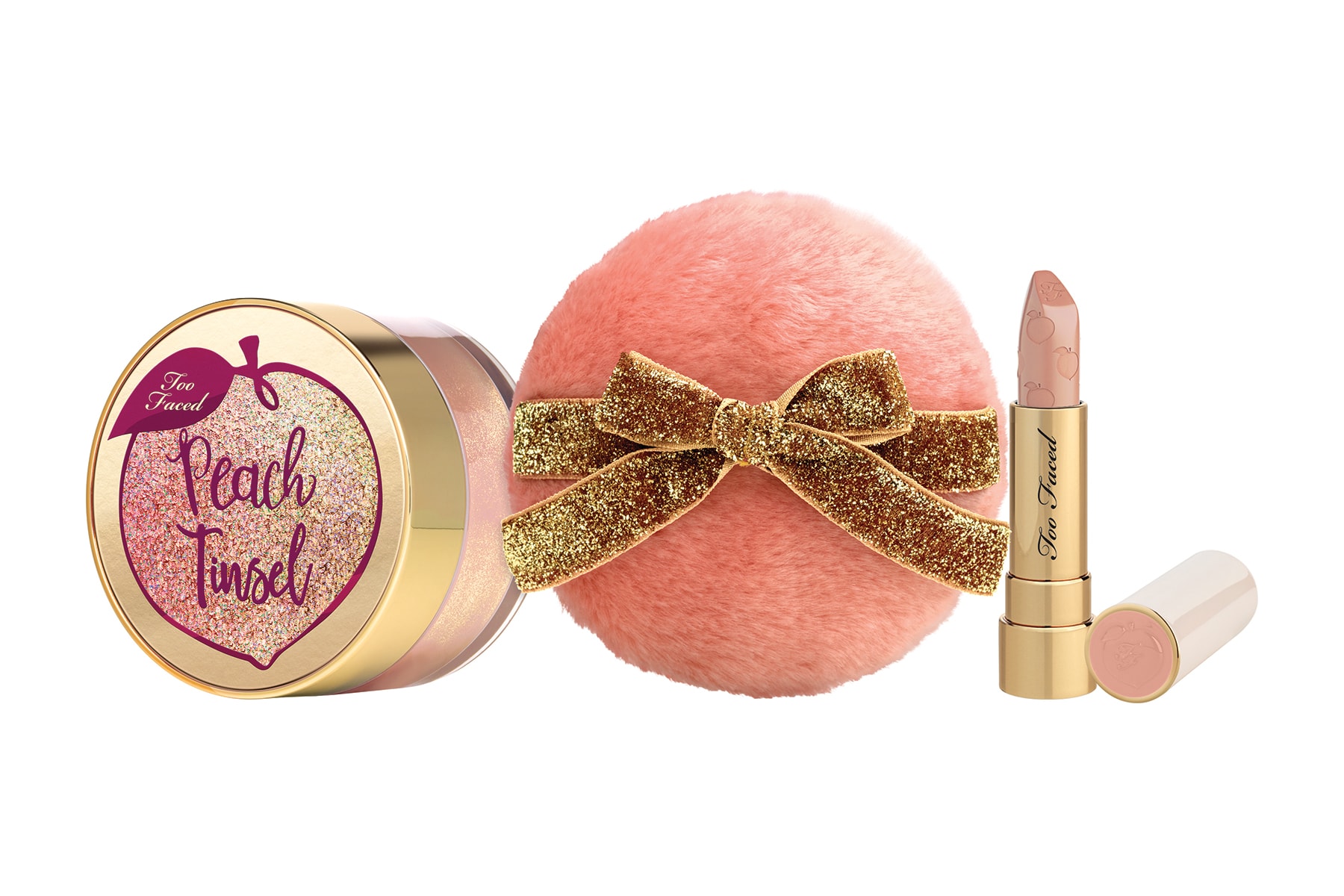 Too Faced Peach Tinsel Loose Sparkling Party Powder & Lipstick Set
