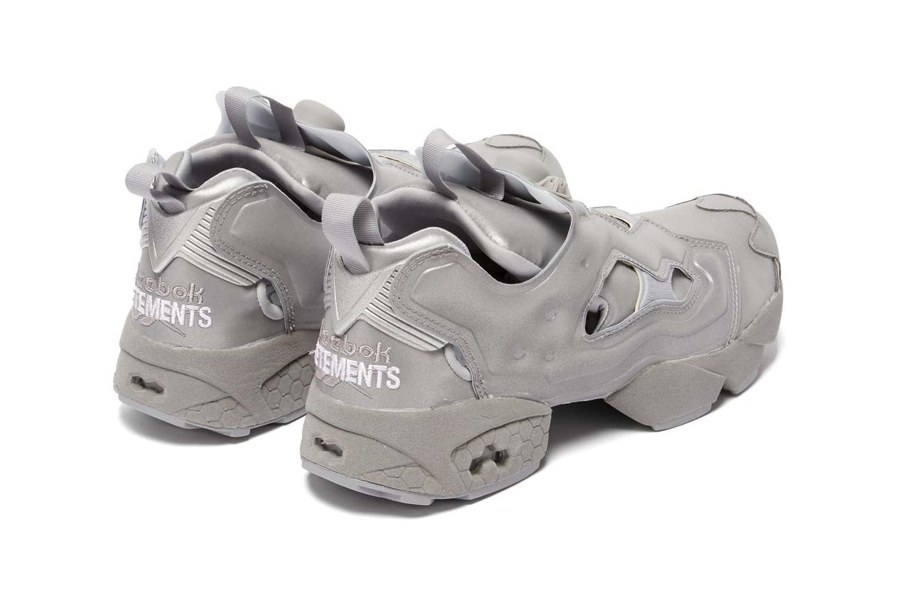 Vetements x Reebok Instapump Fury Metallic Reflective Silver Grey Sneakers