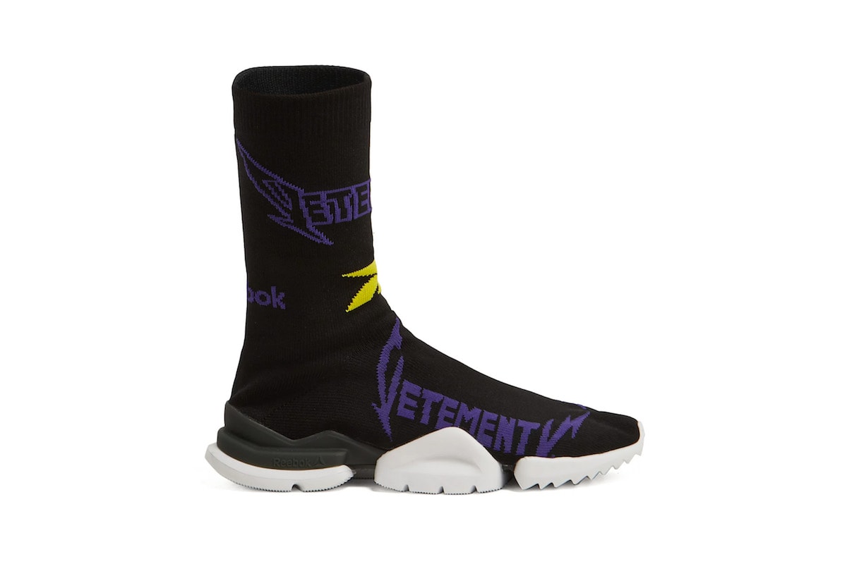 Vetements Reebok Sock Sneaker Collaboration Design Fashion Shoe Black Pattern Design