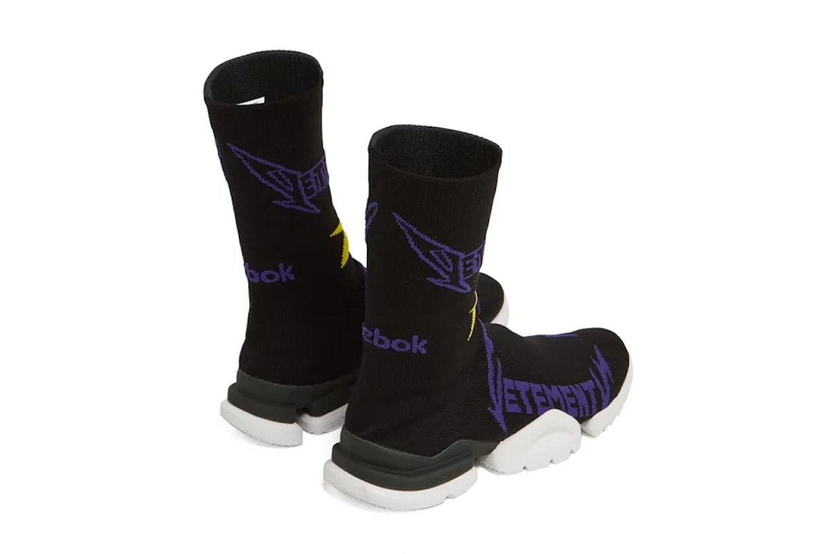 Vetements Reebok Sock Sneaker Collaboration Design Fashion Shoe Black Pattern Design