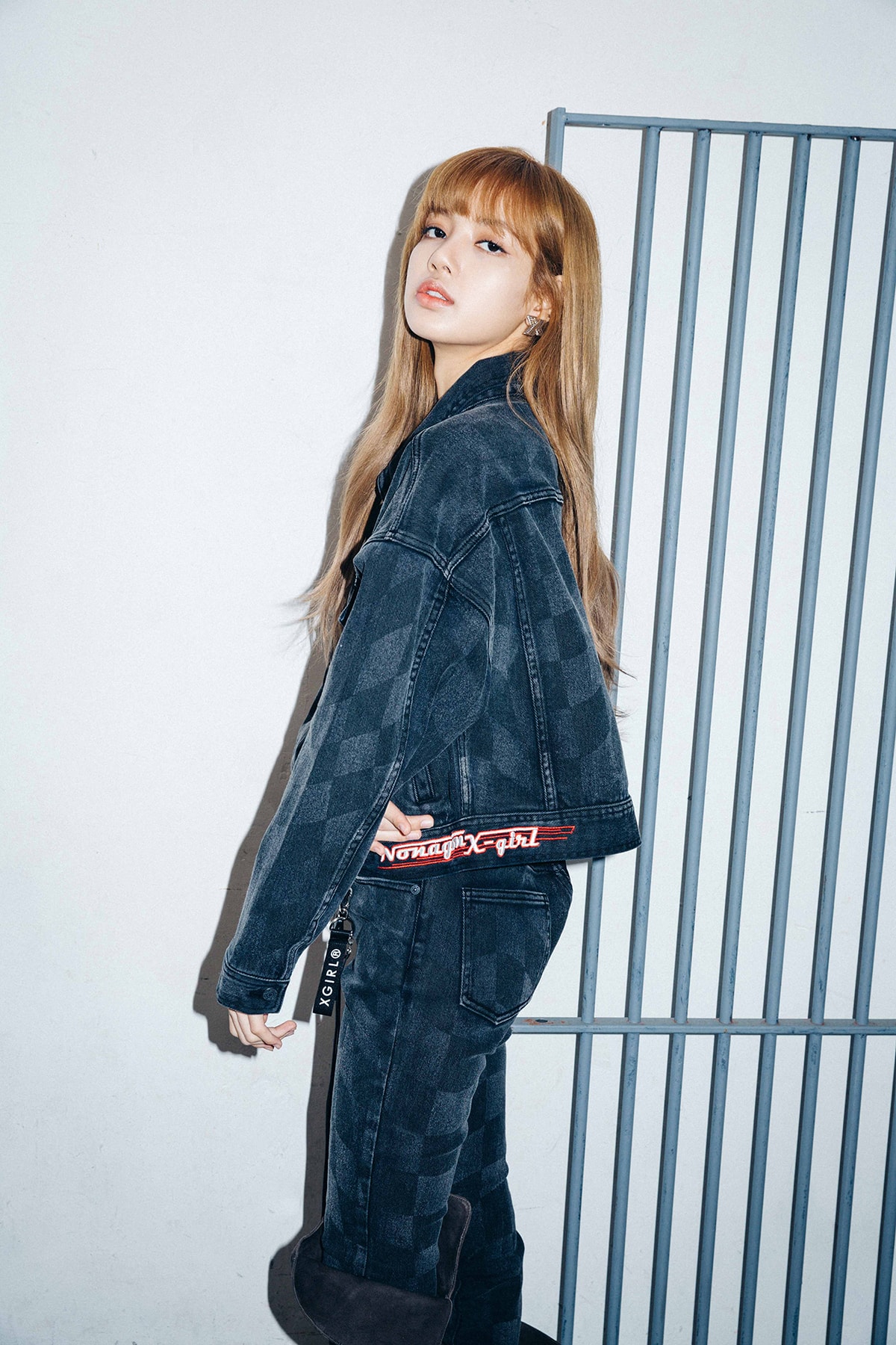 X-Girl Nonagon Blackpink Lisa Campaign Collaboration K-Pop Denim Jacket Logo
