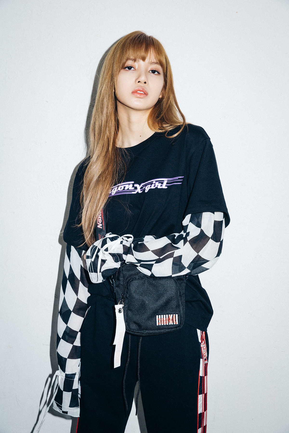 X-Girl Nonagon Blackpink Lisa Campaign Collaboration K-Pop Black T-Shirt