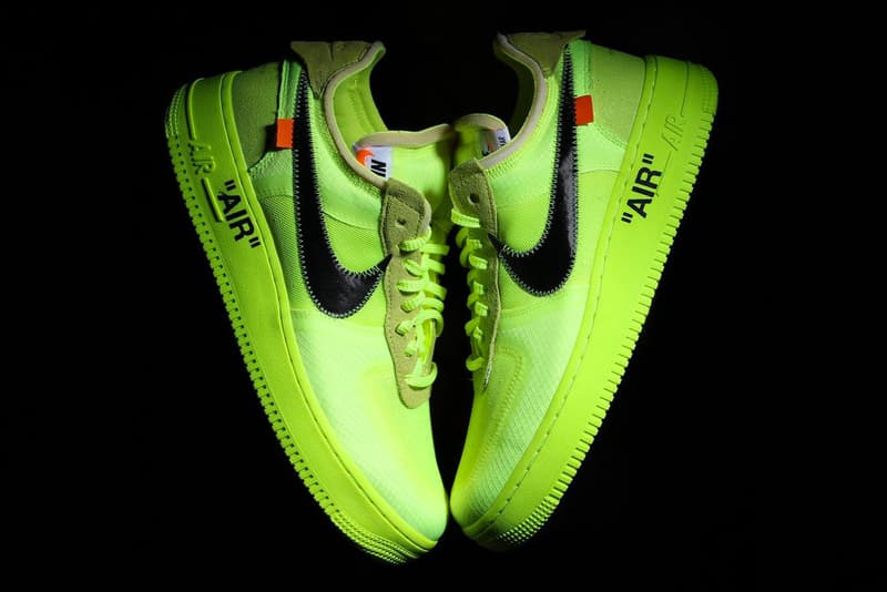 Off-White™ x Nike Air Force 1 "Volt" First Look Virgil Abloh Shoe Sneaker Trainer Release Date 