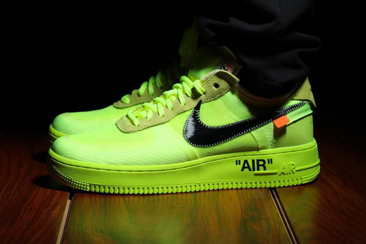Off-White™ x Nike Air Force 1 "Volt" First Look Virgil Abloh Shoe Sneaker Trainer Release Date 