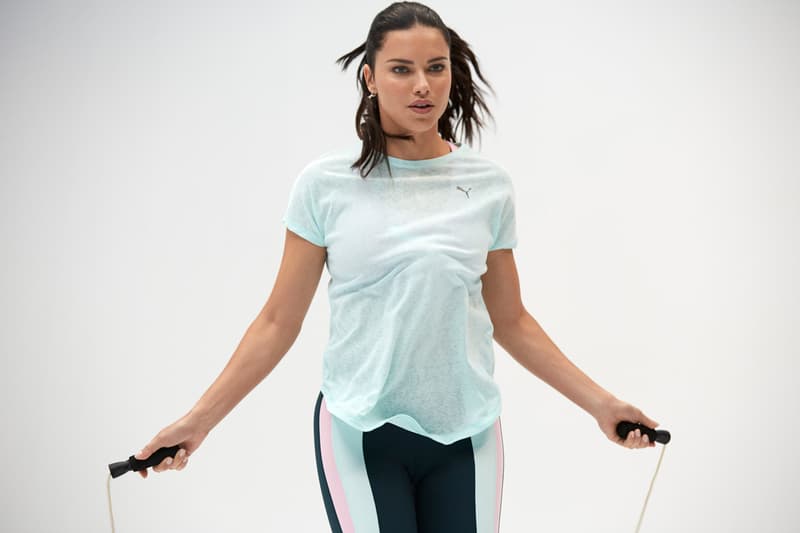 Adriana Lima T-shirt Light Blue Leggings Navy