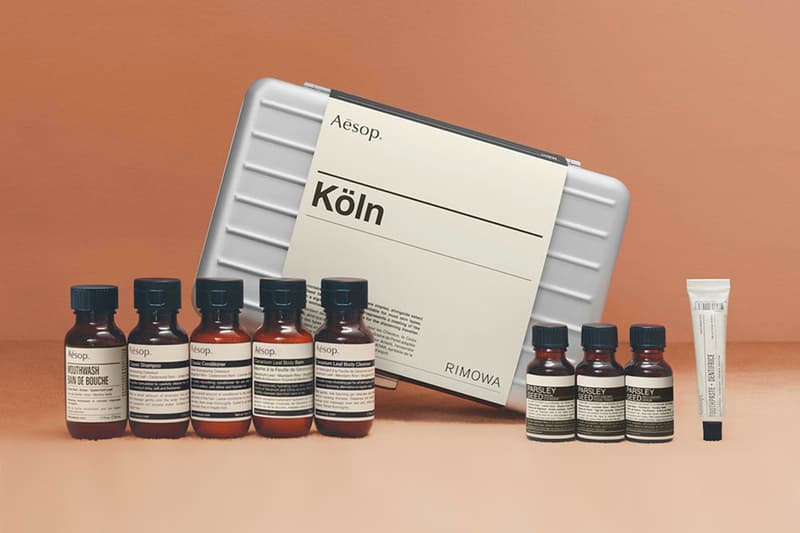 RIMOWA Aesop Koln Travel Kit Skincare Grooming Shampoo Conditioner Beauty Limited Edition Package Suitcase