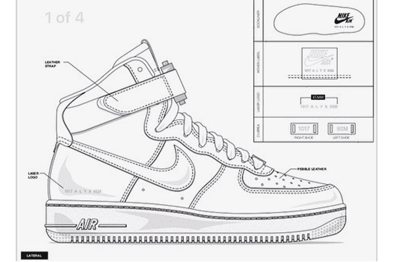 ALYX Matthew Williams Nike Air Force 1 Hi White Black