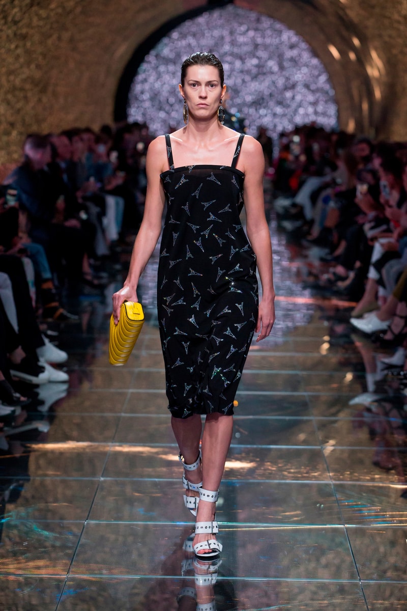 Balenciaga Spring Summer 2019 Show Collection Paris Fashion Week Eiffel Tower Print Dress Black