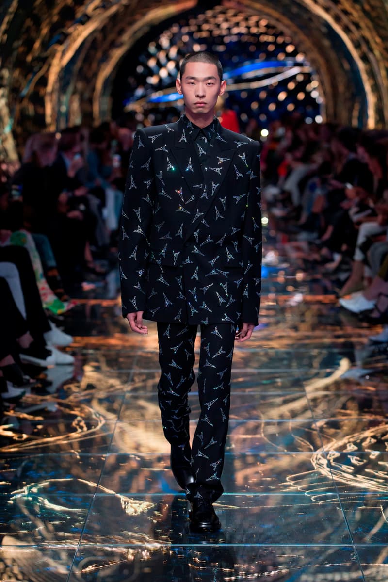 Balenciaga Spring Summer 2019 Show Collection Paris Fashion Week Eiffel Tower Print Blazer Trousers Black