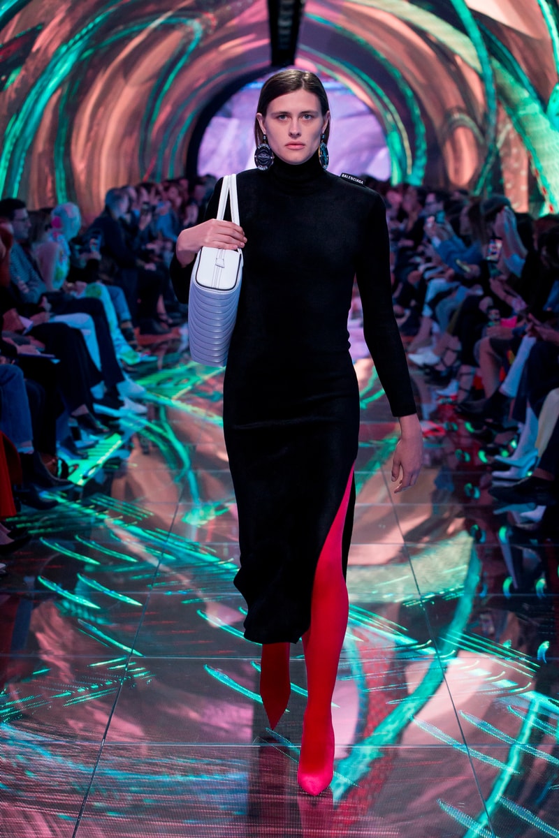 Balenciaga Spring Summer 2019 Show Collection Paris Fashion Week Dress Black Knife Boots Pink