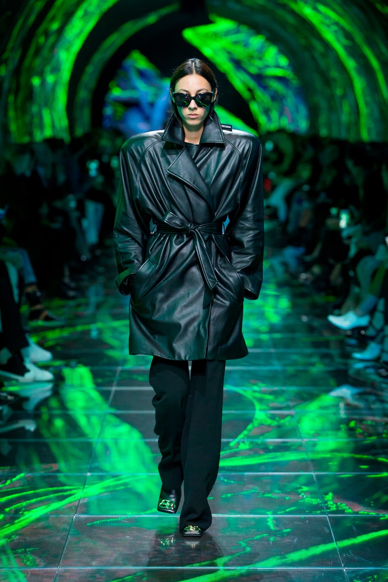 Balenciaga Spring Summer 2019 Show Collection Paris Fashion Week Leather Jacket Trousers Black
