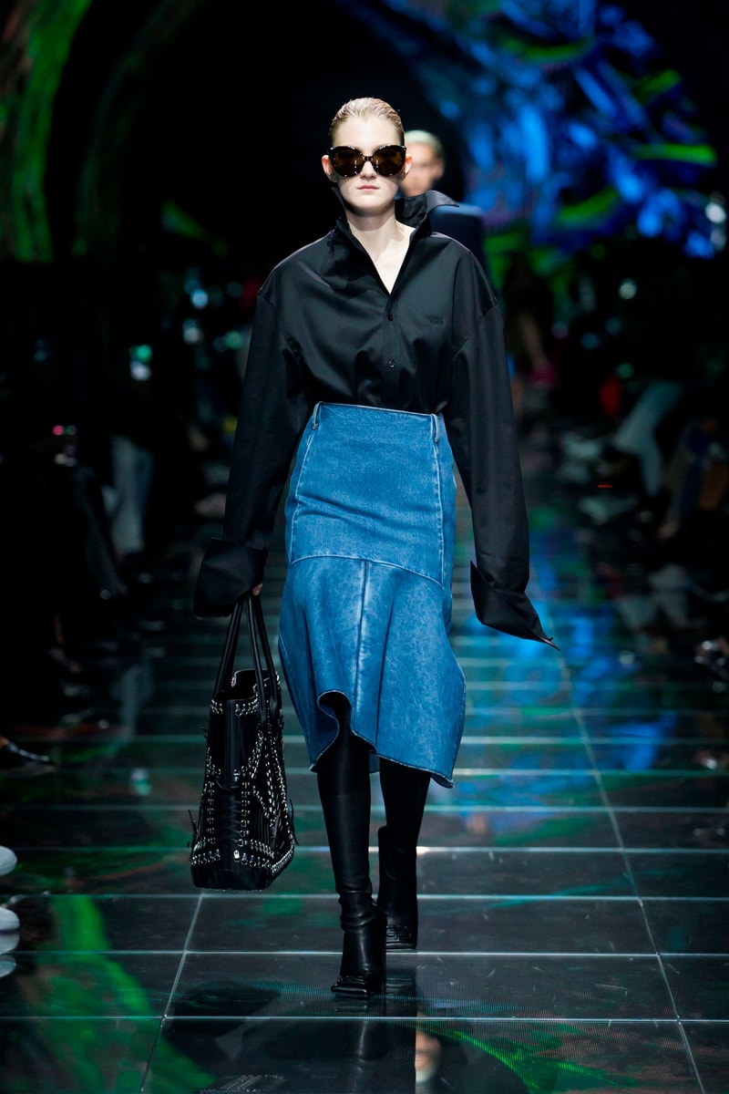 Balenciaga Spring Summer 2019 Show Collection Paris Fashion Week Top Black Skirt Blue