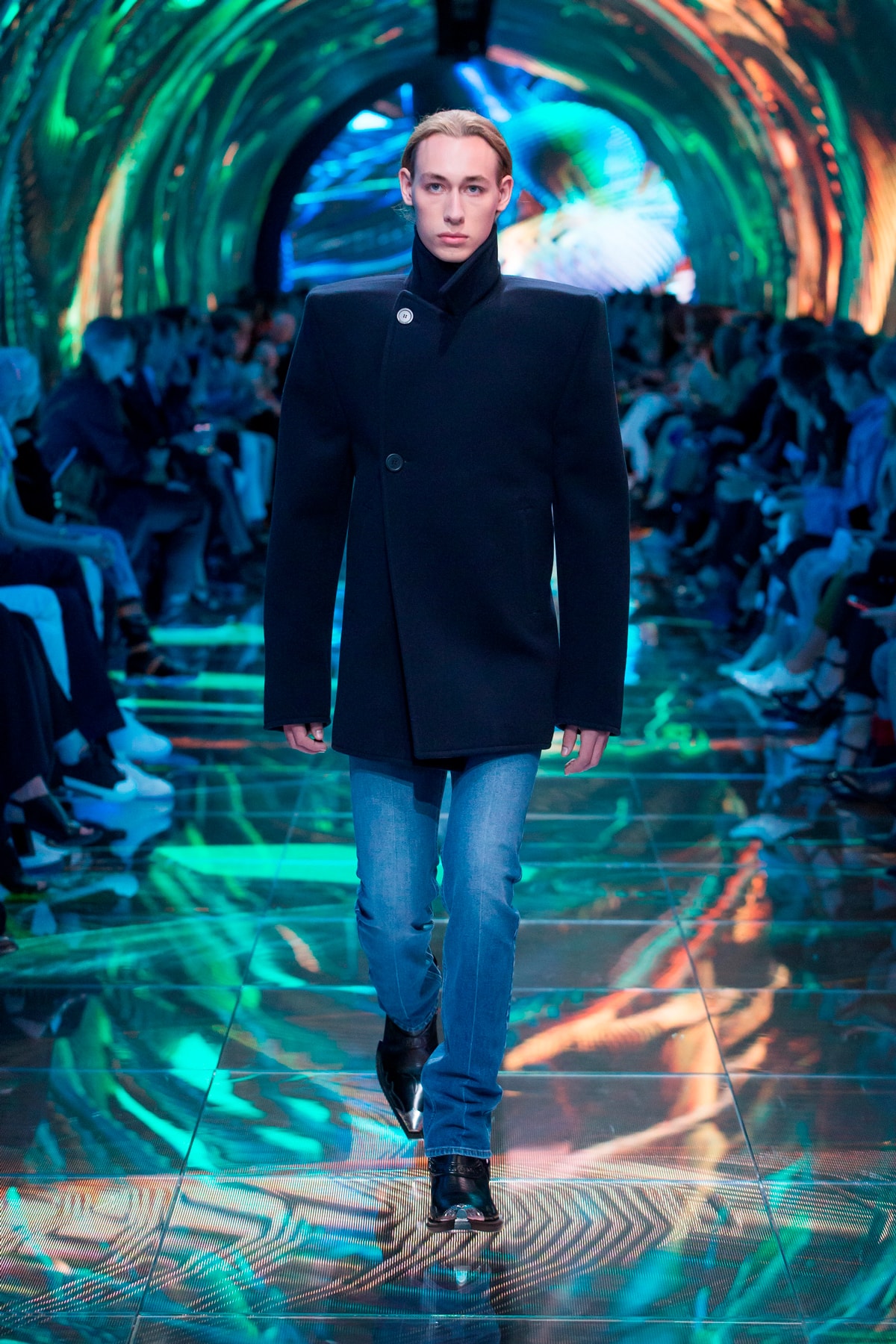 Balenciaga Spring Summer 2019 Show Collection Paris Fashion Week Jacket Black Jeans Blue