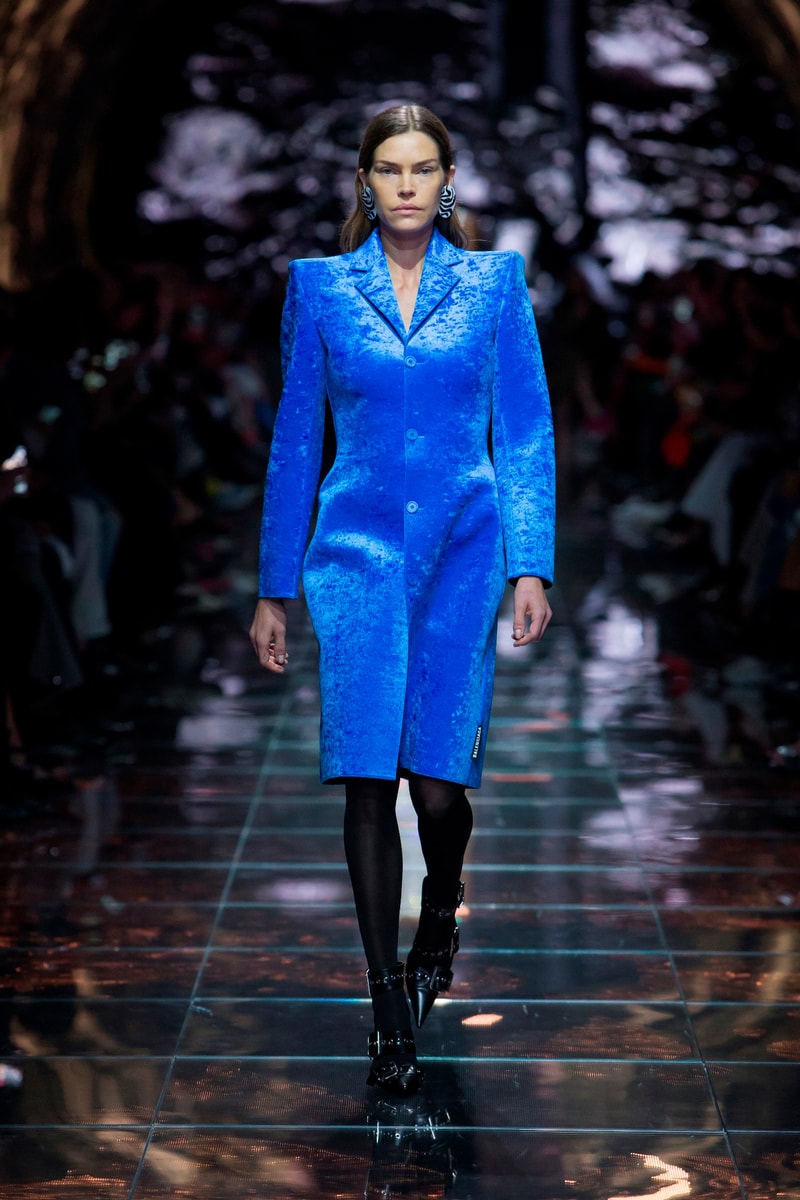Balenciaga Spring Summer 2019 Show Collection Paris Fashion Week Blazer Blue Knife Boots Black