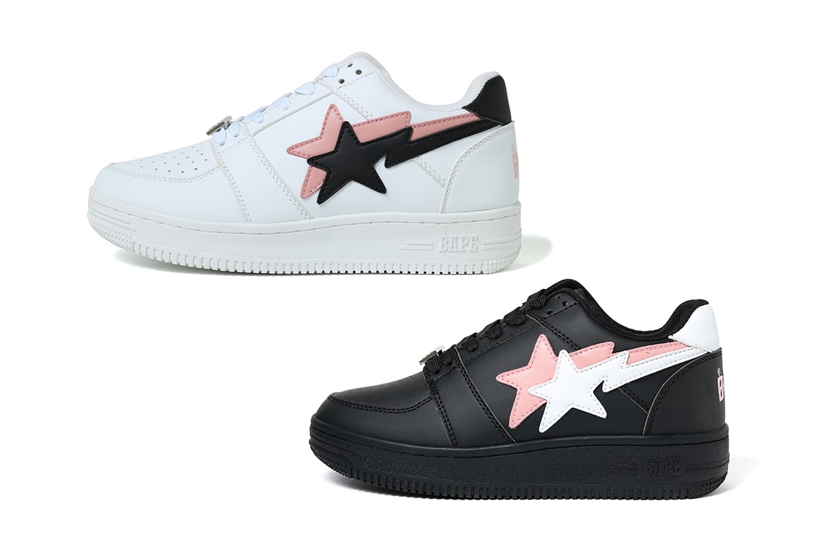 Double BAPE STA Low Pink/Black/White Release Date Information Sneaker Shoe Footwear 