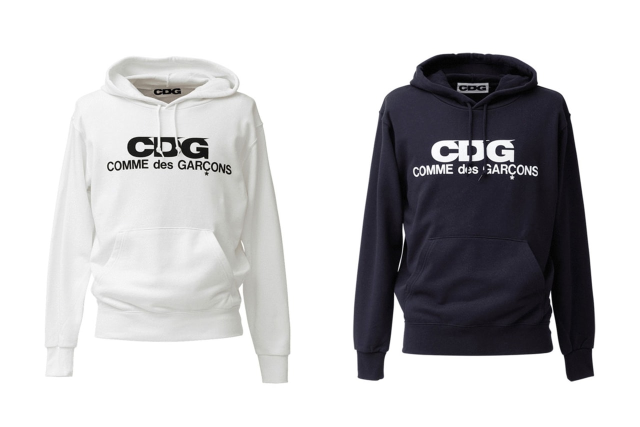 COMME des GARCONS CDG Logo Hoodies White Navy
