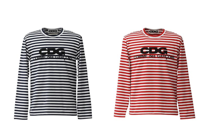 COMME des GARCONS CDG Logo Stripe T-shirts Black Red