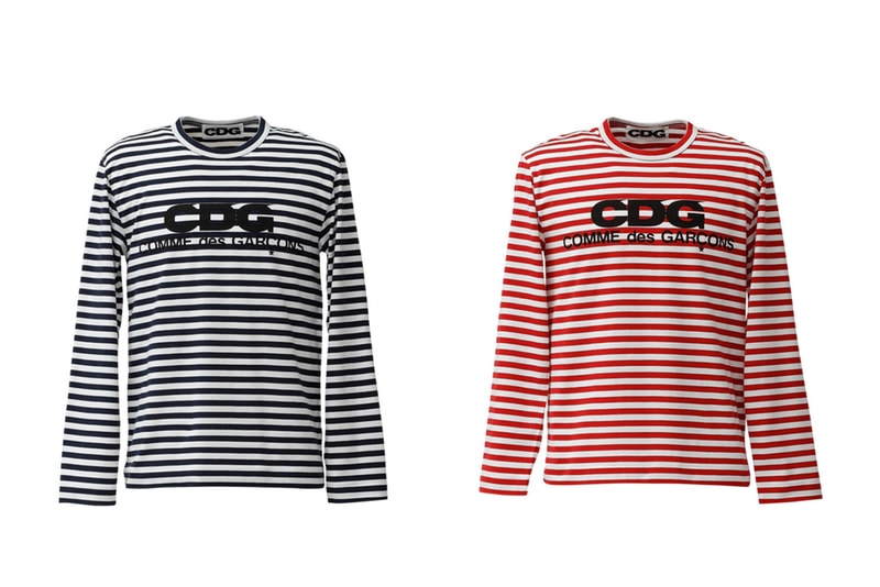 COMME des GARCONS CDG Logo Stripe T-shirts Black Red