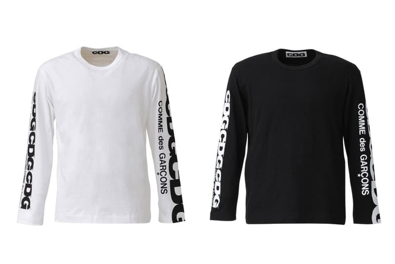 COMME des GARCONS CDG Logo Long Sleeve Shirt White Black