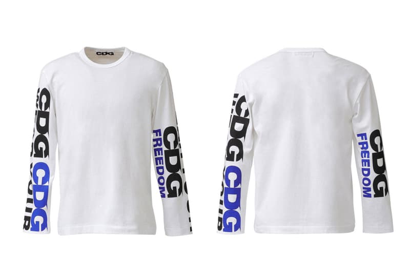 COMME des GARCONS CDG Logo Long Sleeve Shirt White Blue