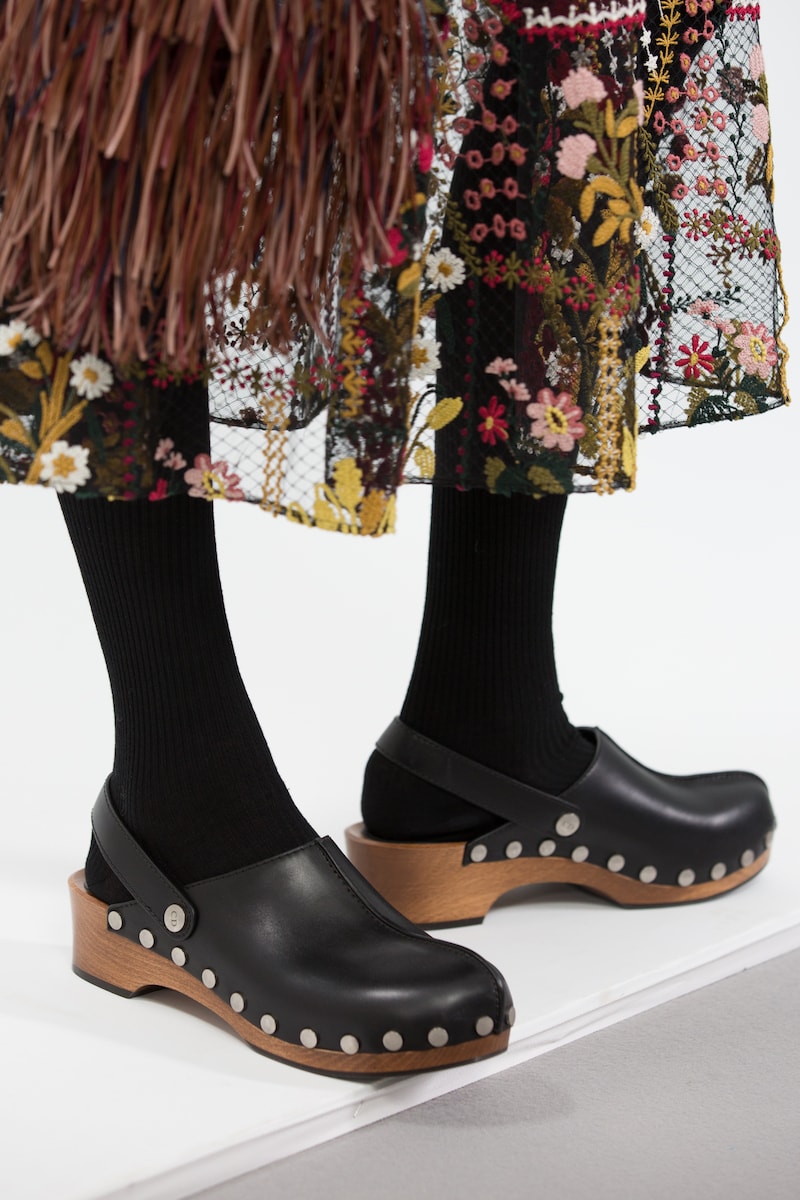 Dior's Fall/Winter 2018 DiorQuake Wooden Clogs Shoe Footwear Leather Wood Pattern FW 18