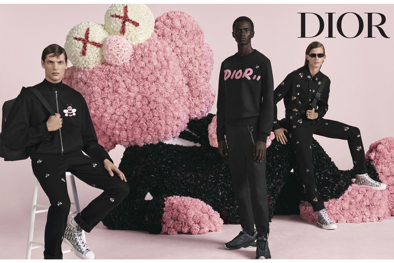 Dior Homme Spring Summer 2019 Campaign Bee Logo Sweatshirt Pants Black KAWS BFF Pink