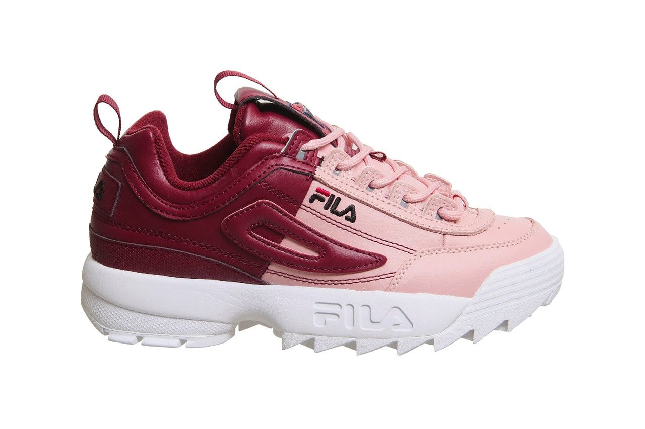 FILA Disruptor 2 Pink Shadow White Split Pastel Two-Tone Sneakers Trainers