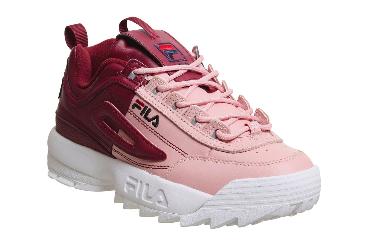 FILA Disruptor 2 Pink Shadow White Split Pastel Two-Tone Sneakers Trainers