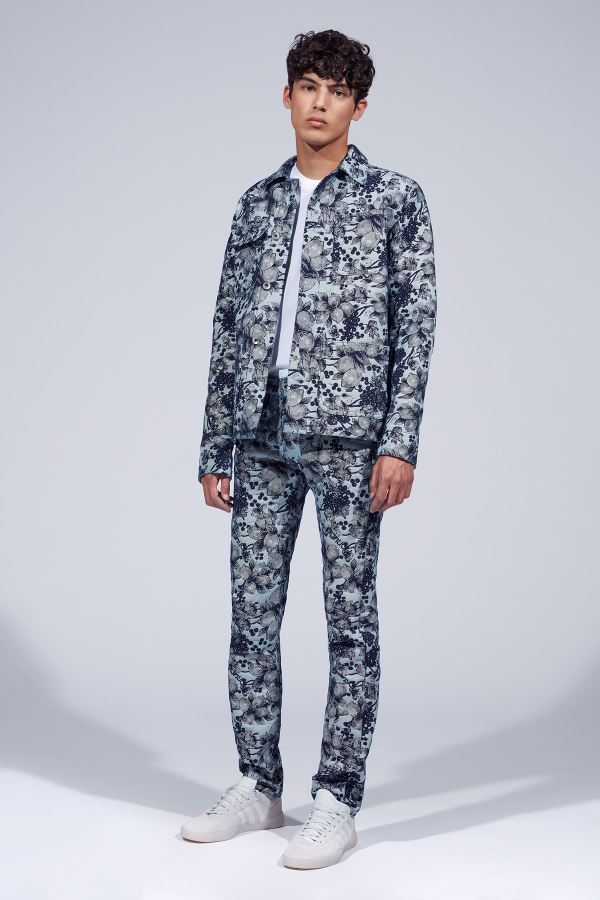 Fiorucci Spring Summer 2019 Collection Lookbook Floral Patterned Jacket Pants Blue White
