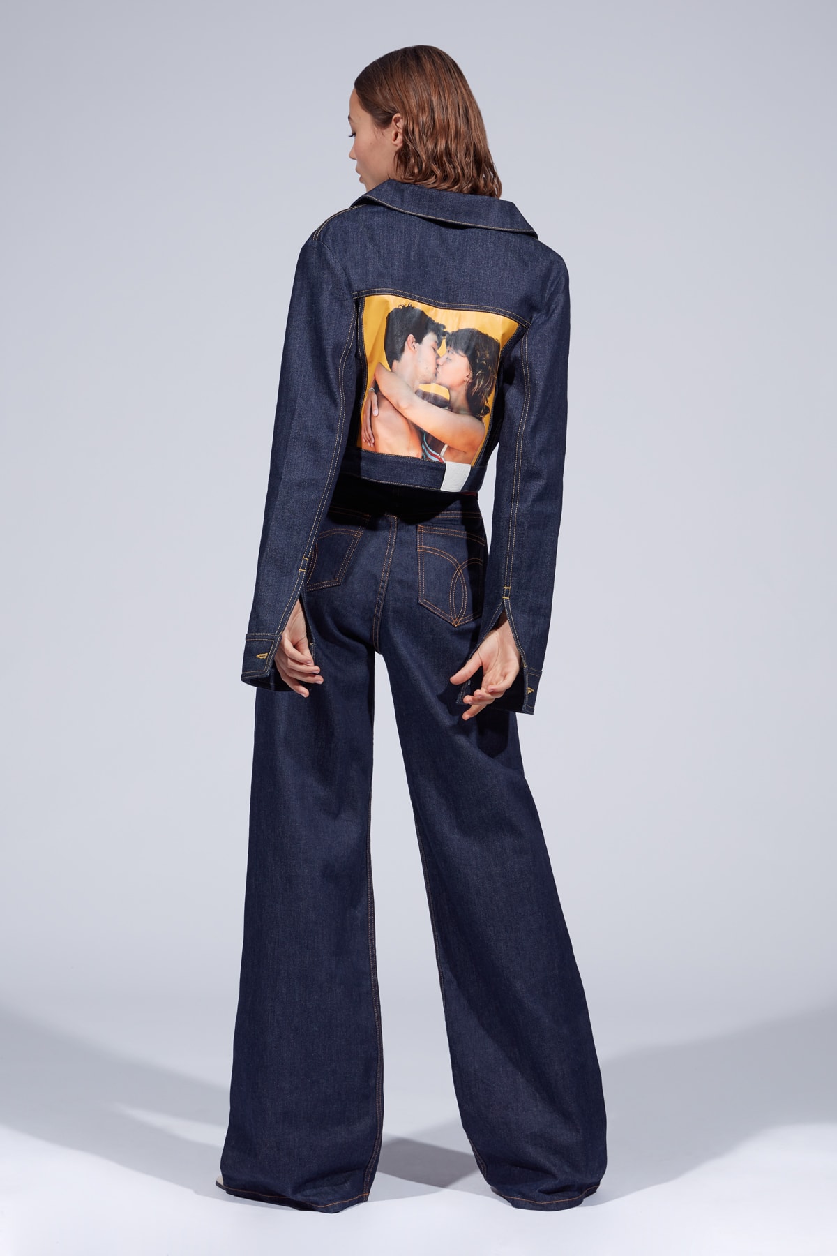 Fiorucci Spring Summer 2019 Collection Lookbook Flared Denim Pants Jacket Blue