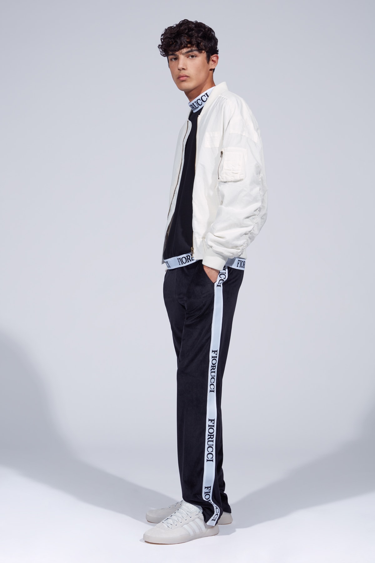 Fiorucci Spring Summer 2019 Collection Lookbook Jacket White Shirt Pants Black