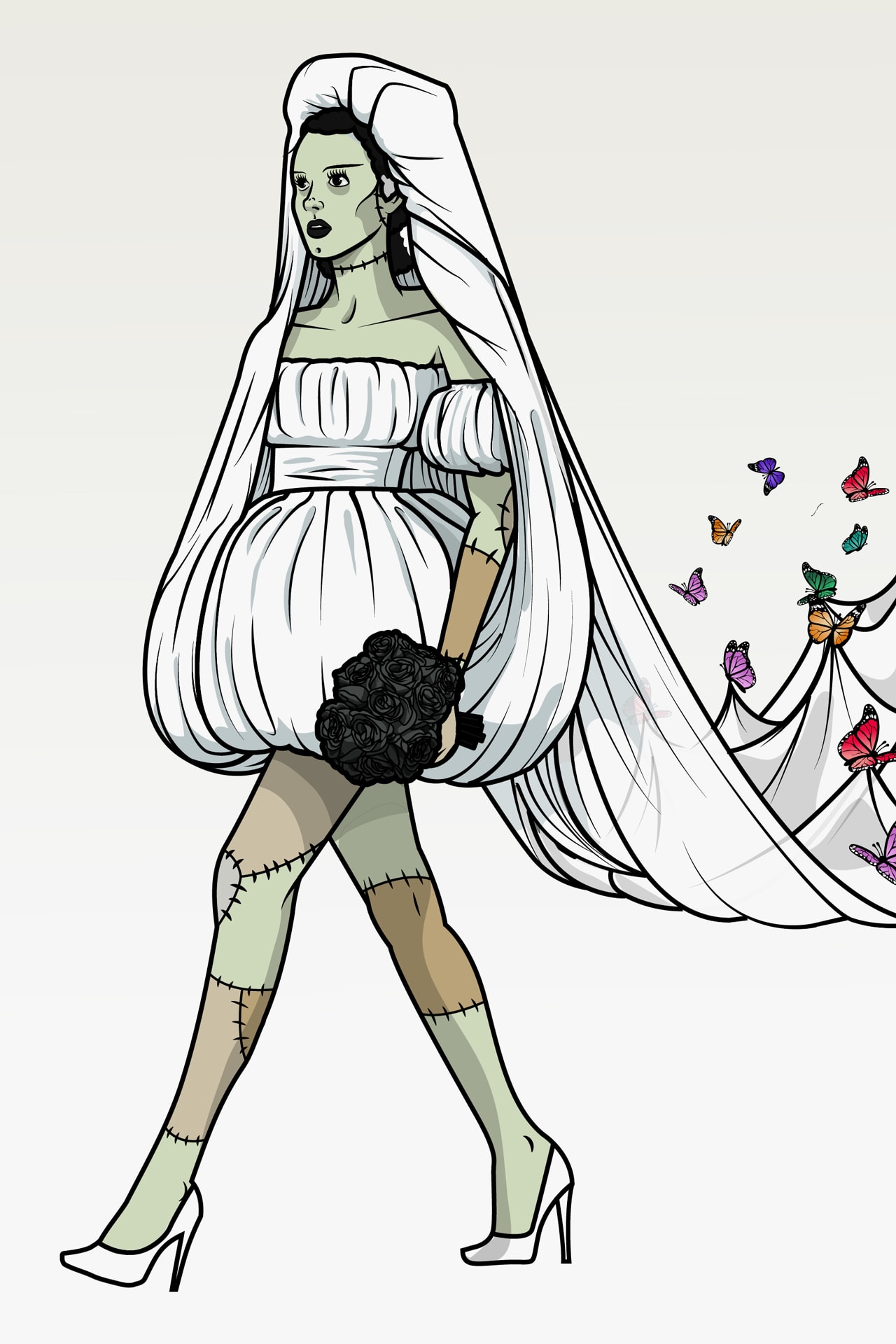 Halloween Character Frankenstein's Bride Moschino Spring Summer 2019 Dress White