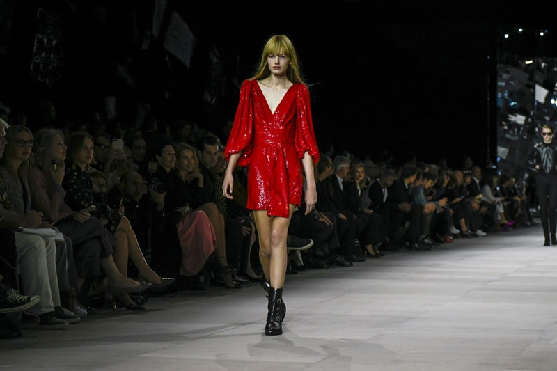 Celine Hedi Slimane Spring Summer 2019 Paris Fashion Week Show Collection Dress Red