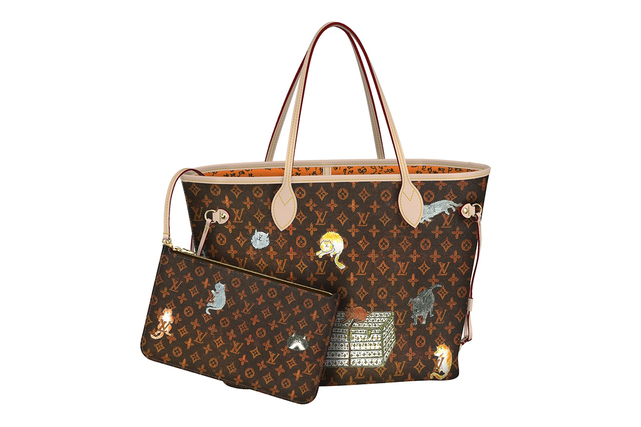 Louis Vuitton Grace Coddington Cruise 2019 Collaboration Cats Monogram Tote Bag