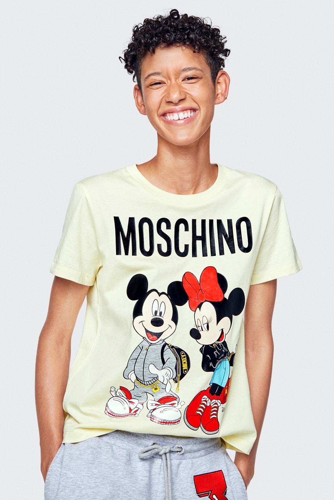 Moschino H&M Collection Lookbook Janice Dilon Minnie Mickey Mouse Shirt Yellow