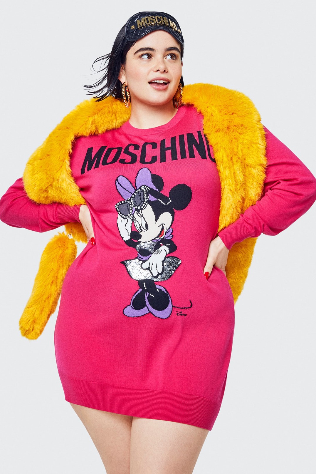 Moschino H&M Collection Lookbook Barbie Ferreira Minnie Mouse Sweater Pink