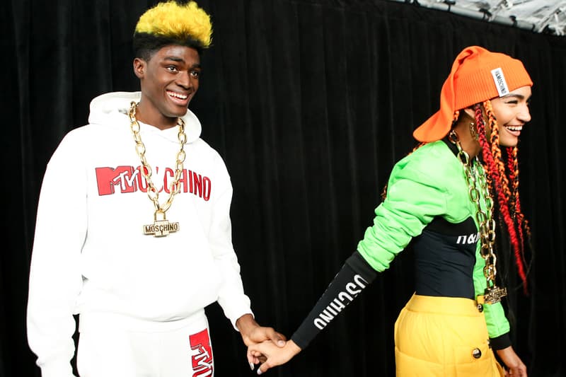 Moschino x H&M Collection Backstage Look Hoodie White Red Jacket Green Black