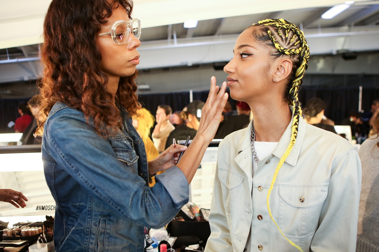Moschino x H&M Collection Backstage Look Braids Yellow Black