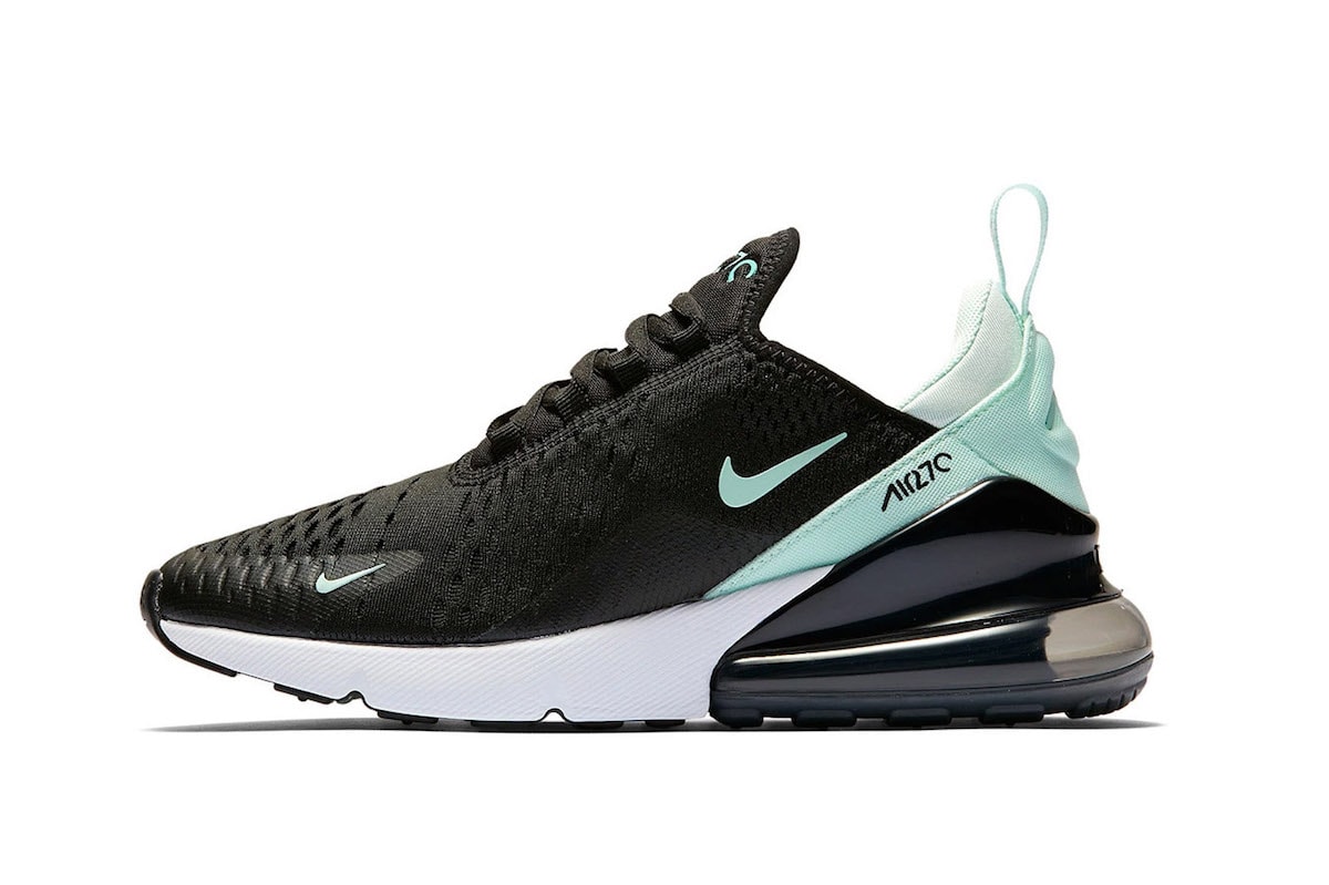 Nike Air Max 270 in Tiffany Blue and Black Swoosh Air Unit Sneaker Trainer Shoe 