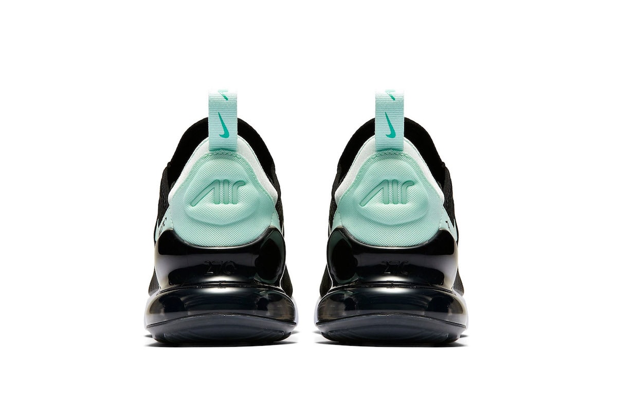 Nike Air Max 270 in Tiffany Blue and Black Swoosh Air Unit Sneaker Trainer Shoe 