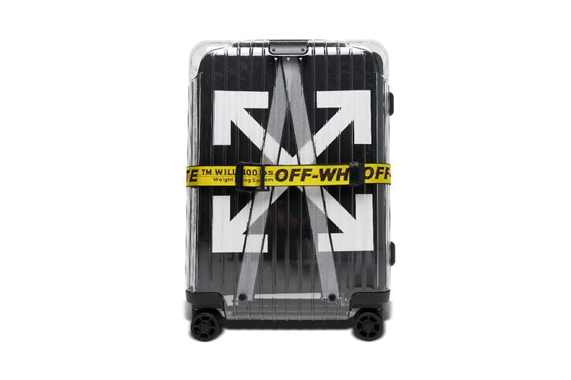 off white clear suitcase