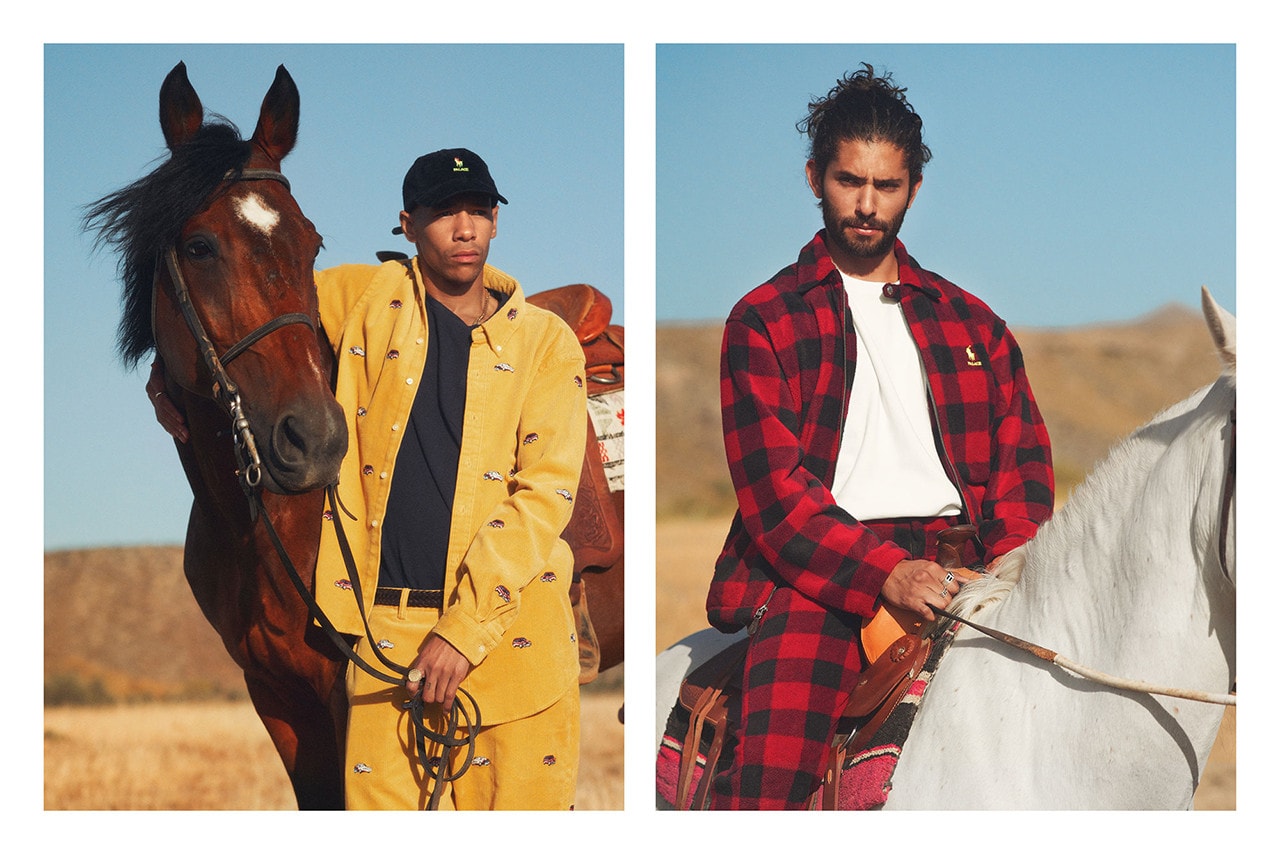 Palace Skateboards x Polo Ralph Lauren Collection Lookbook Corduroy Top Trousers Yellow Checkered Shirt Pants Red Black
