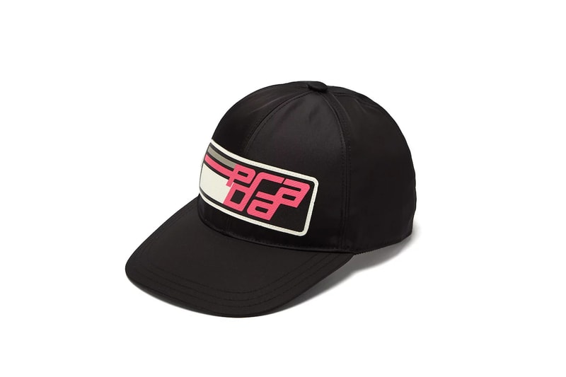 Prada Black Nylon Logo Baseball Cap Pink Accessory Fashion Print 