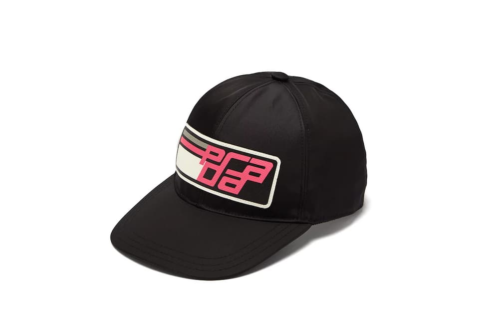 Prada Black Nylon Logo Baseball Cap Pink Accessory Fashion Print
